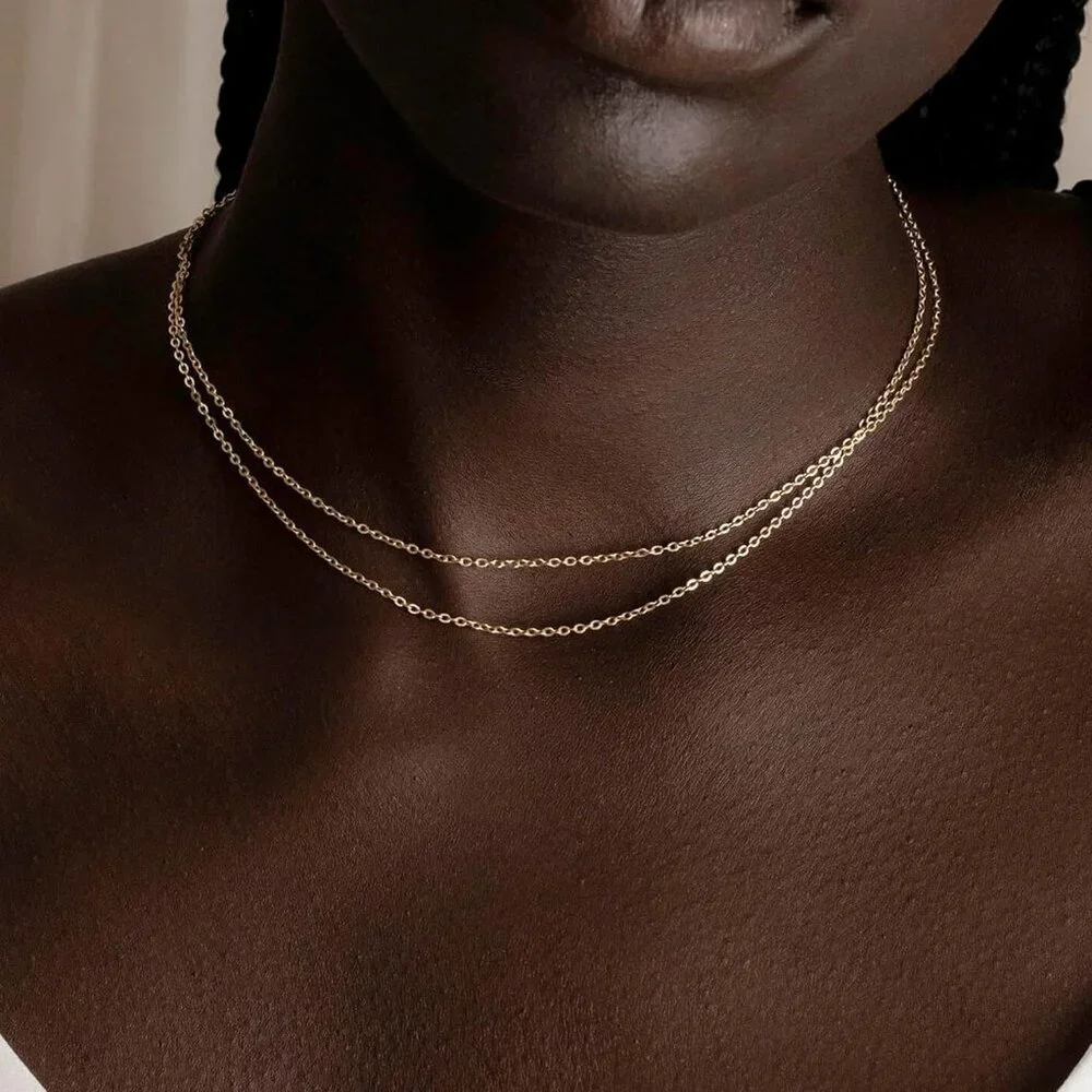 14K Gold Rolo Chain Plated 925 Silver Chain Necklace 14-20" Dainty Choker Women - Picture 5 of 7